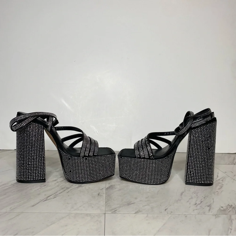 Steve Madden Cocktails Rhinestone Platform Heeled Sandal 7M
